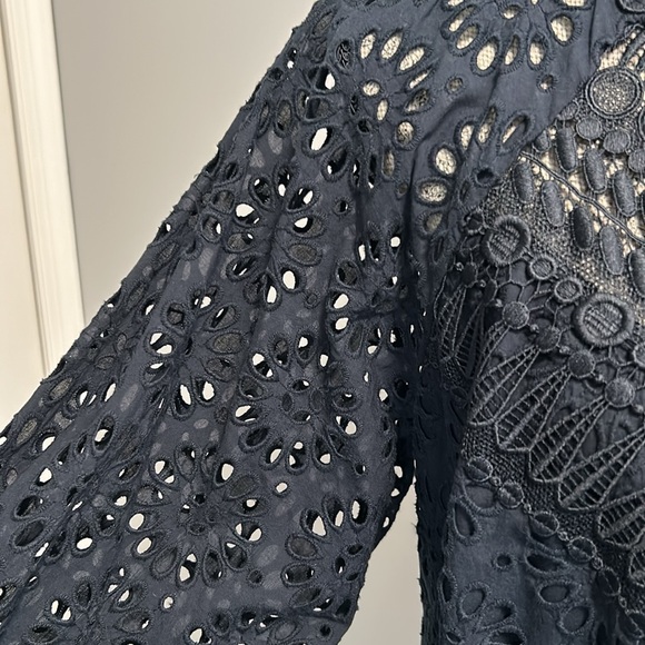 Lilly Pulitzer Priscilla Long Sleeve Black Eyelet Dress Sz 14 - Picture 4 of 12